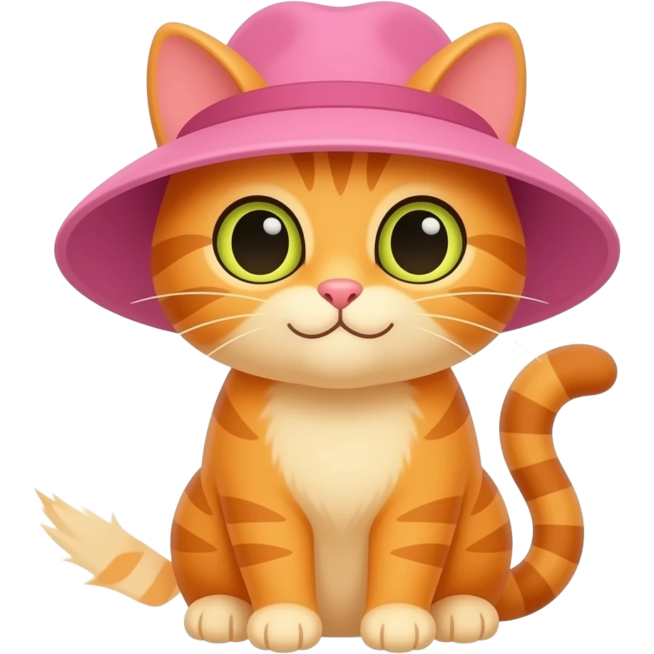 orange Cat wearing pink hat, upper body emoji