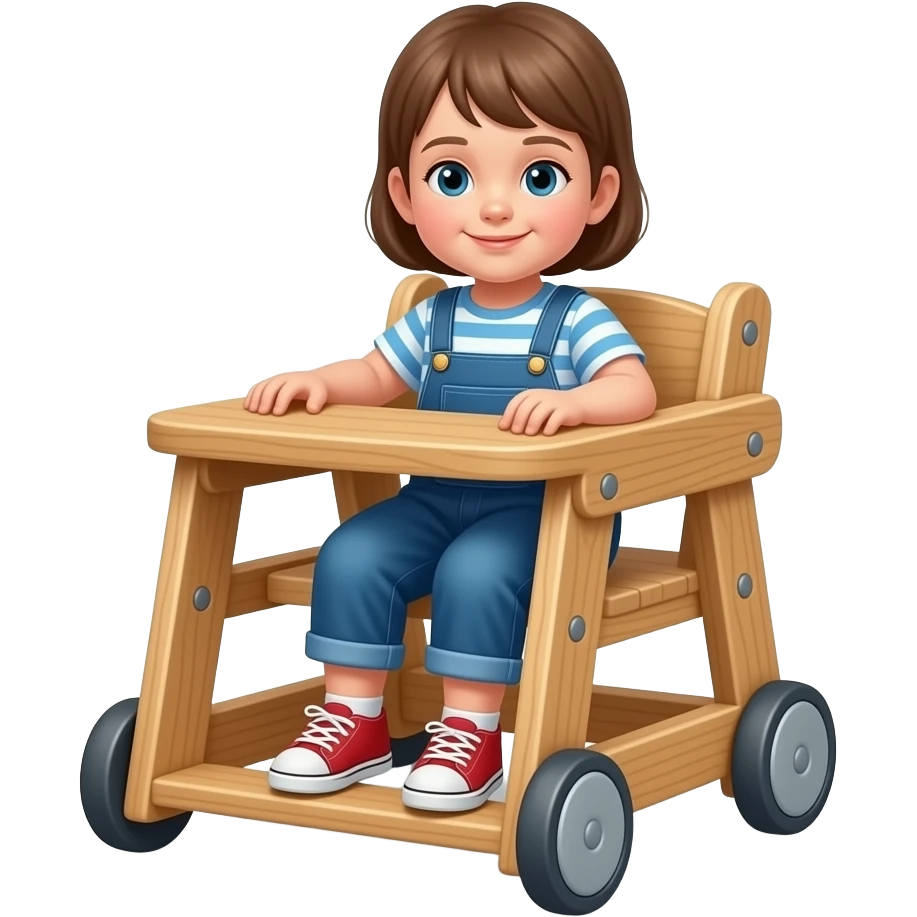 Ребенок стоит в ходунках emoji