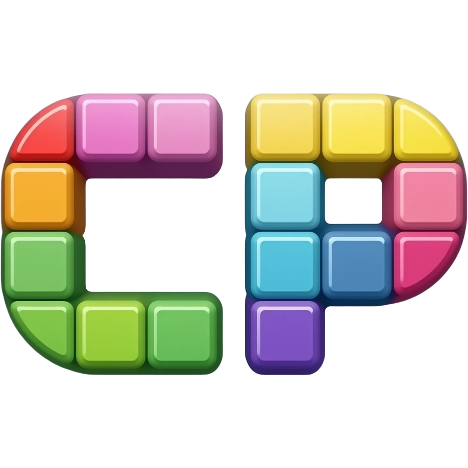 I want a block blast game logo that has the blocks aranged in a C and a P. make it color full. make the c and p out of blocks aswell emoji