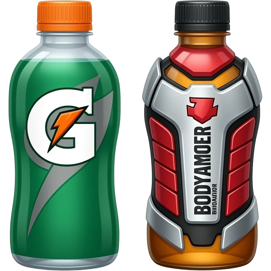 Gatorade drink, and Body Armor next to each other emoji
