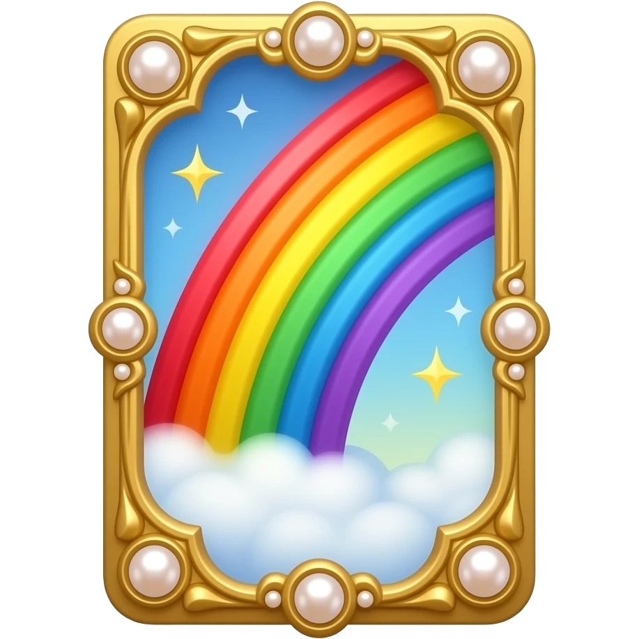 Tarot card, rainbow, gold and pearls embellishments, very decorated, gradient accents. emoji