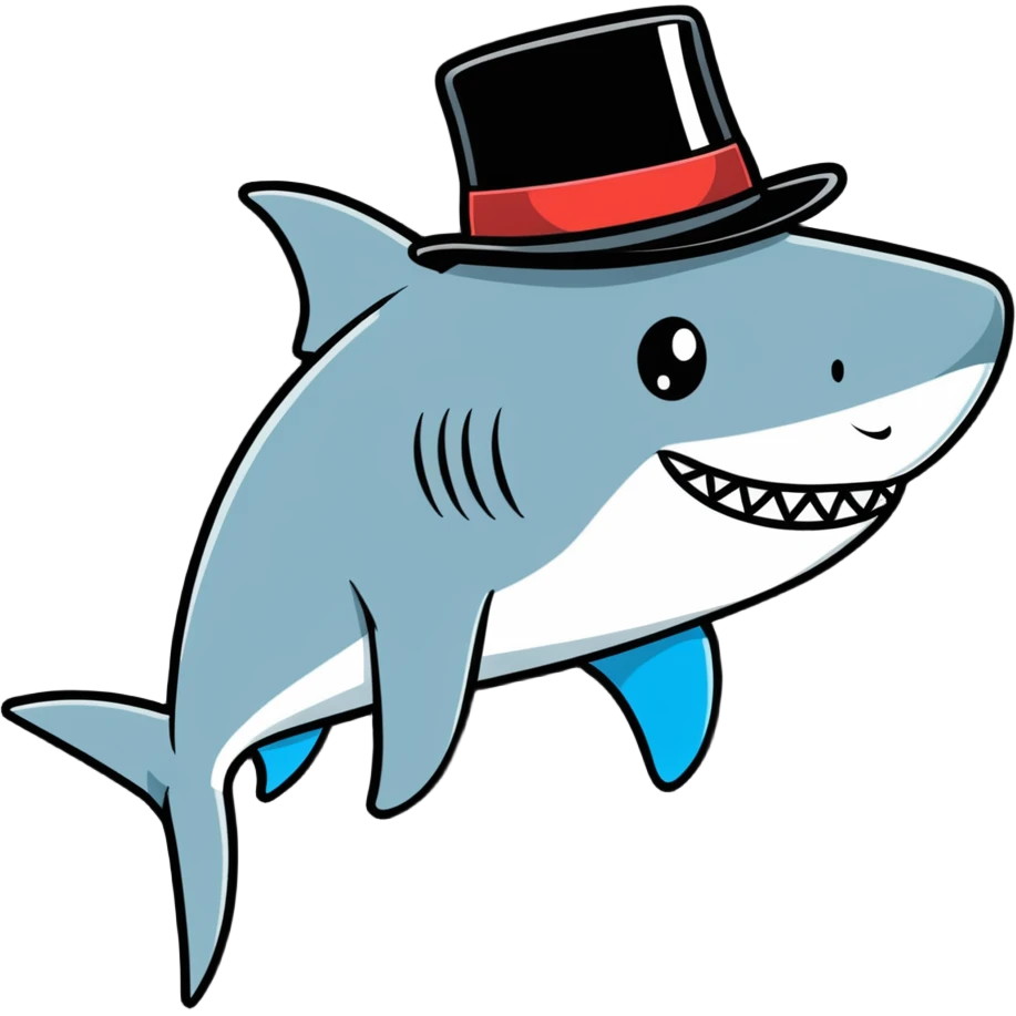 Shark with a top hat emoji