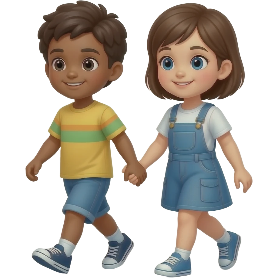 2 kids walking together emoji