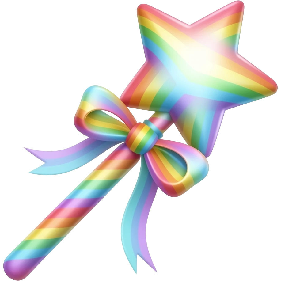Pastel Rainbow Ribboned pastel rainbow magic wand emoji