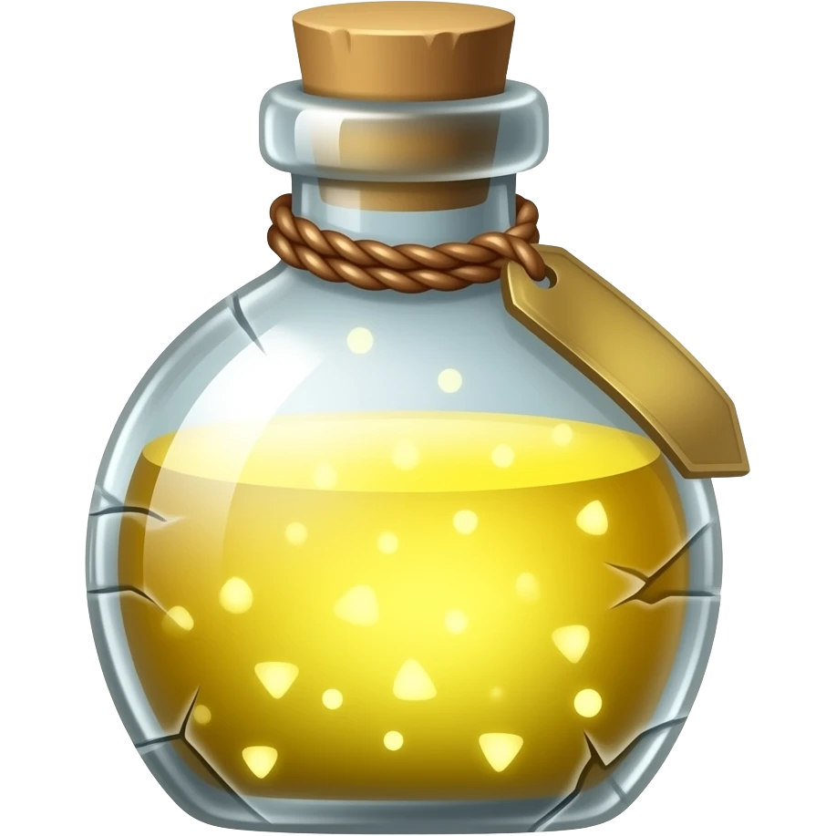 Yellow Fairy Light potion, old oil bottle. sparkling glow inside emoji