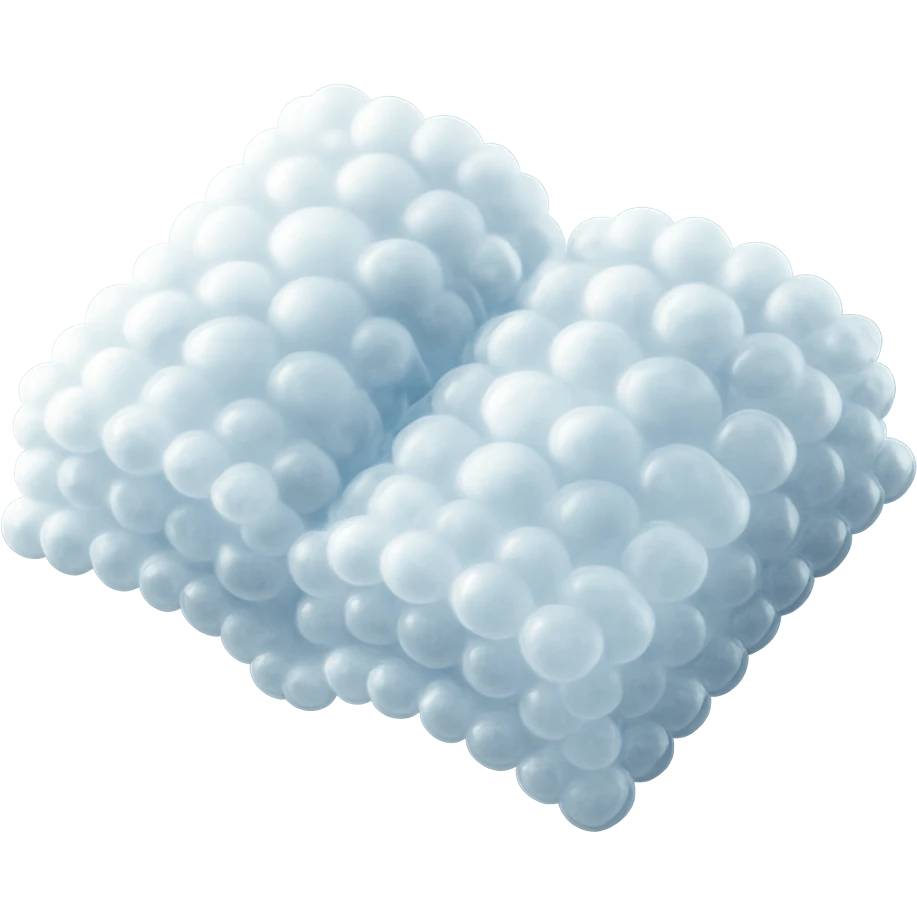 top view of a thick open book made entirely of small, very bright white fluffy convex clouds, matte glass style emoji