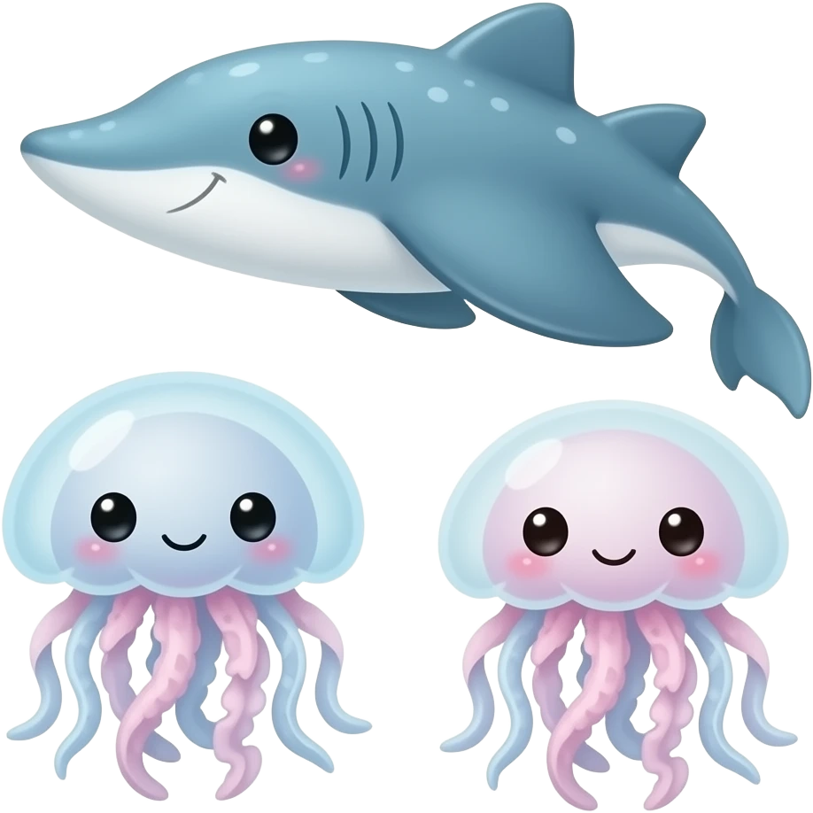 A cute stingray and a cute jellyfish emoji