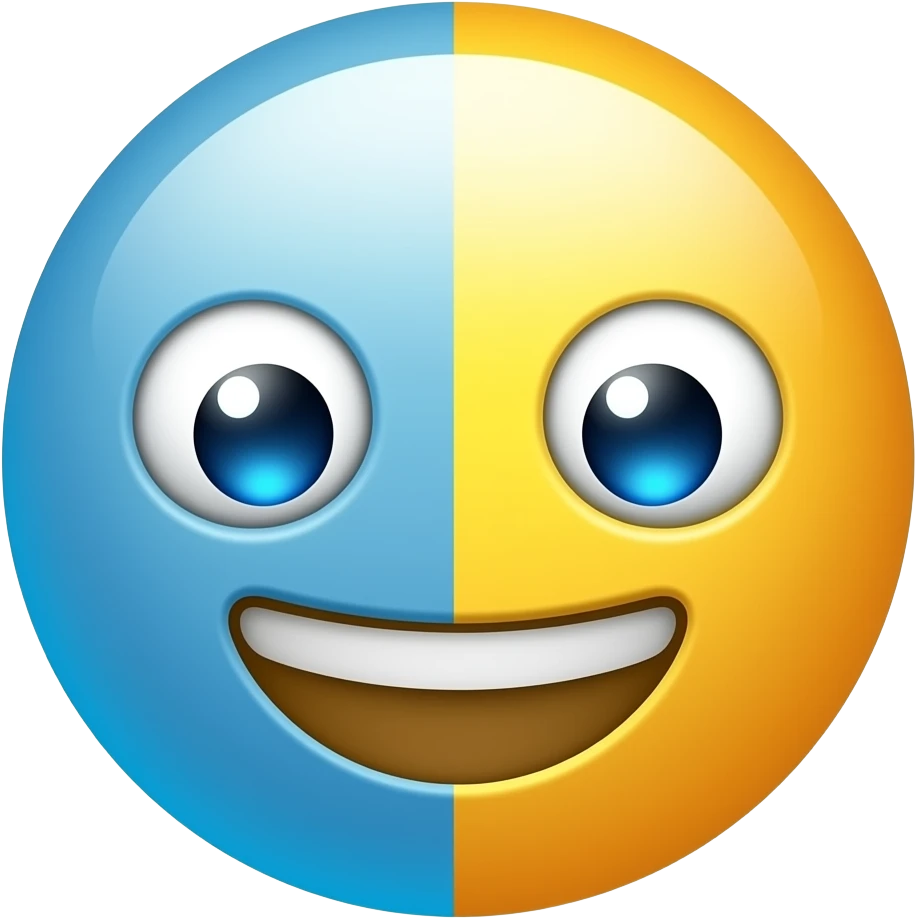 Un robot  🤖 con mitad de emoji normal 🙂 emoji