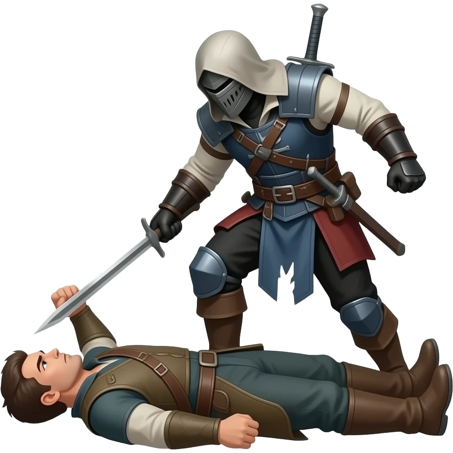Two players fighting, one dead standing over the other. emoji