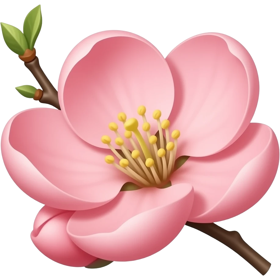 нарисуй цветение Chaenomeles japonica Maulei на ветке emoji