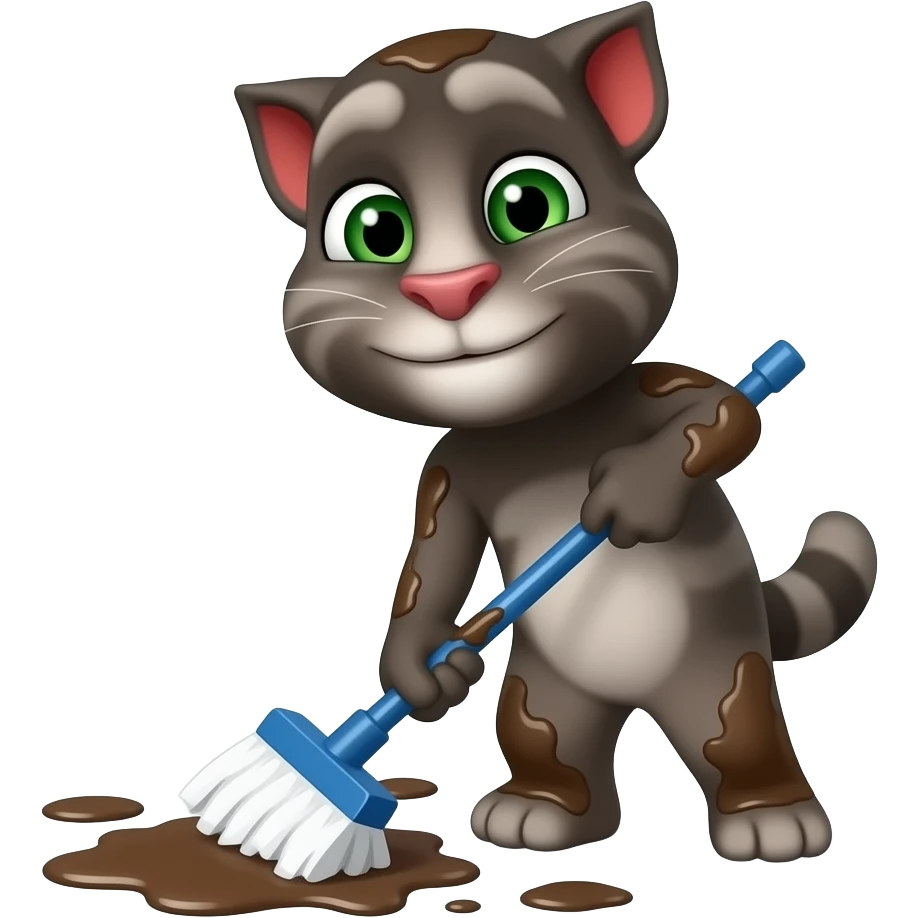 🛘 Talking Tom clean your mud emoji