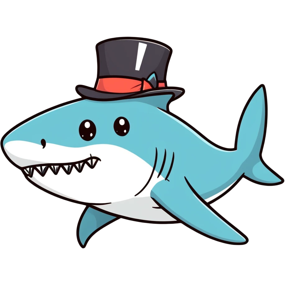 Shark with a top hat emoji