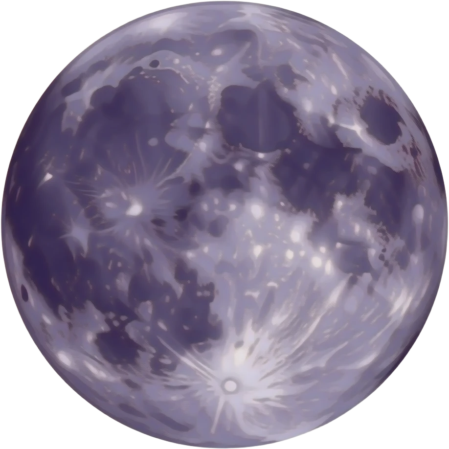 Detailed, high-quality dark violet-colored full moon emoji