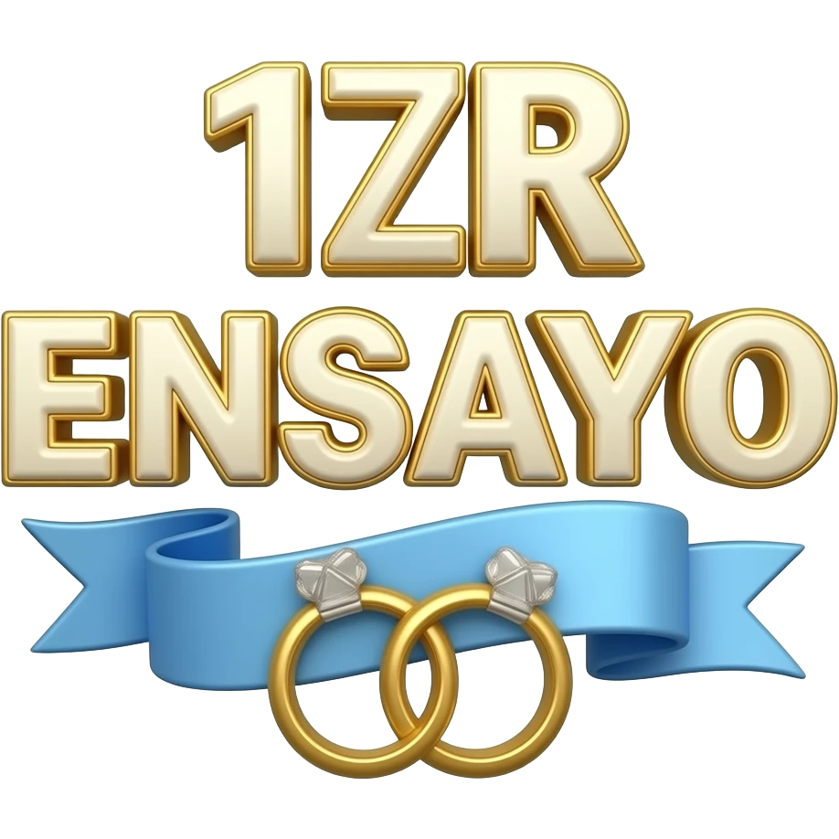 3D emoji of floating “1ᴱᴿ ENSAYO” lettering, with “1ᴱᴿ” above “ENSAYO ...