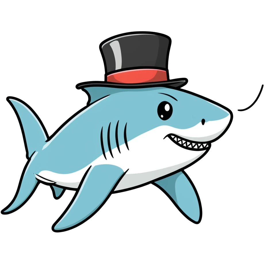 Shark with a top hat emoji