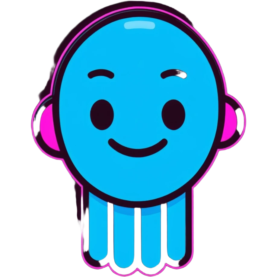 neon blue and pink glowing emoji emoji