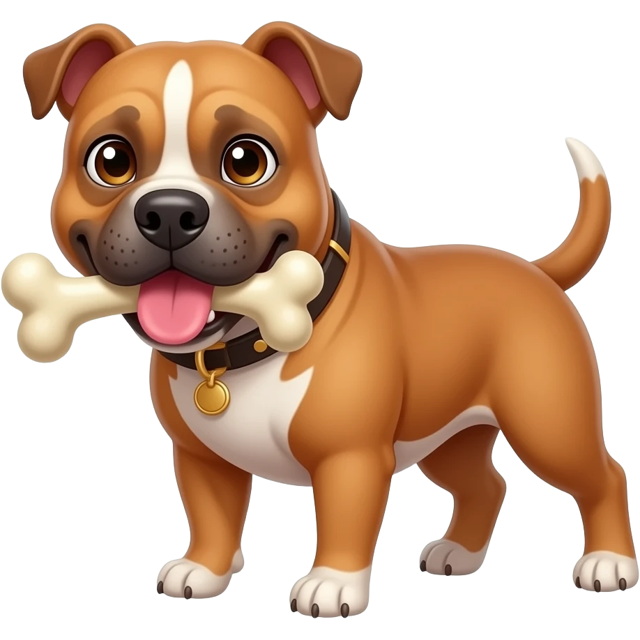 A pitbull bone in the mouth emoji