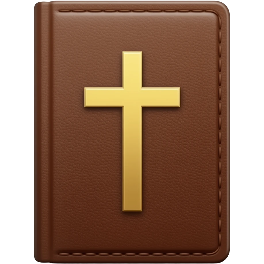 a front perspective brown cover bible with a Christian cross on it. emoji