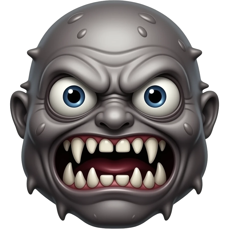 A 👹 face that jumpscares the screen with a horrifying scary expression emoji