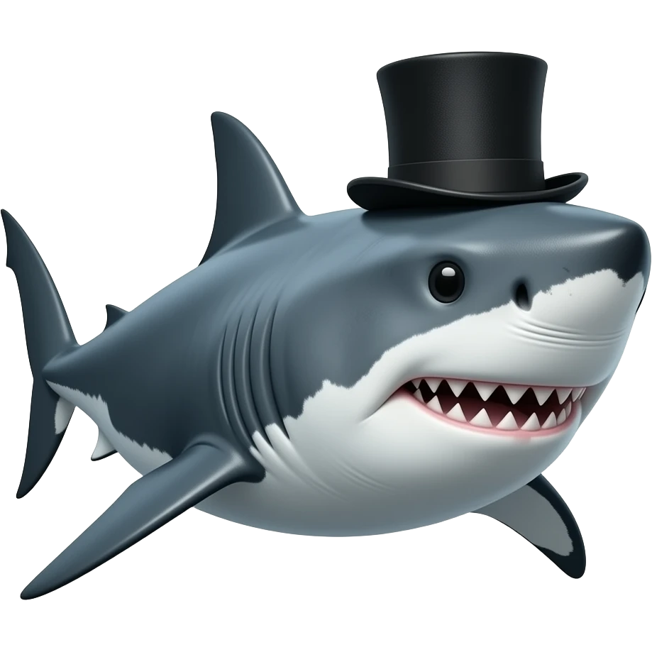 Shark with a top hat emoji