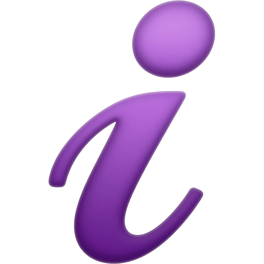 purple letter uppercase i in cursive style emoji