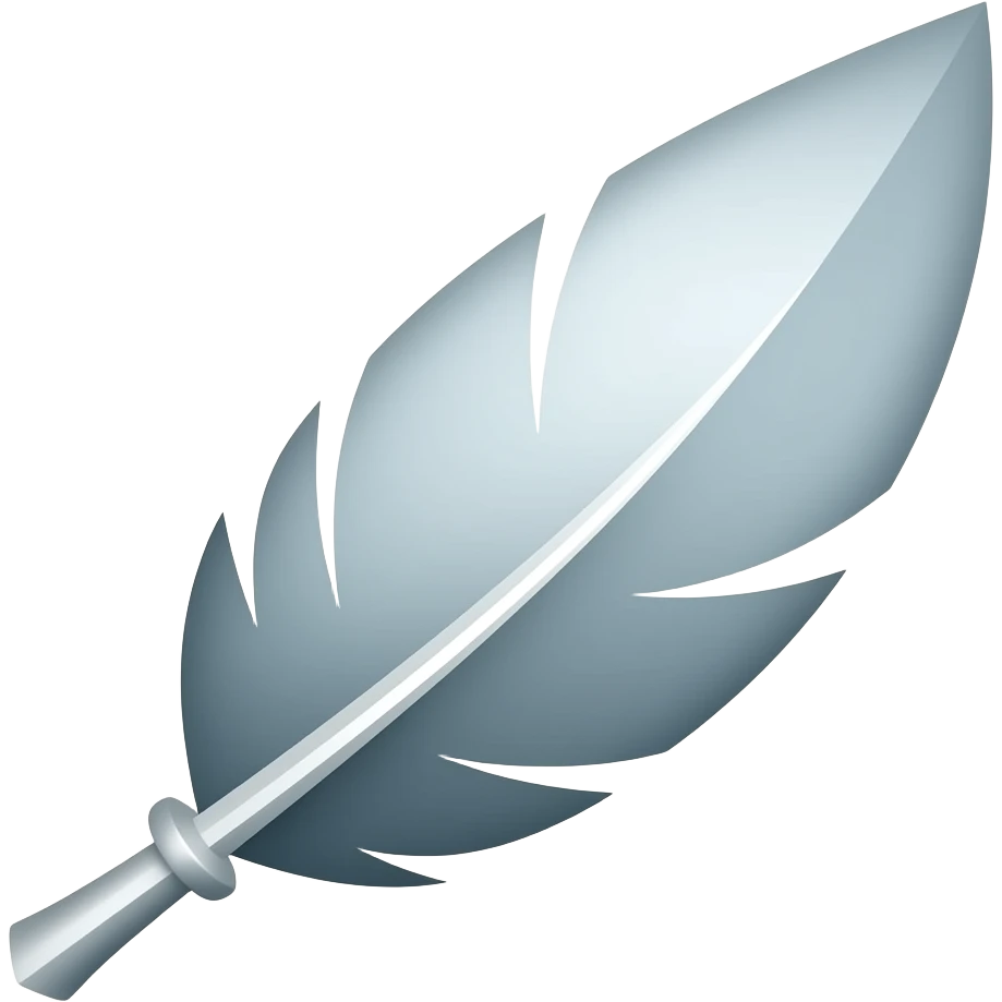 no background show a sleek icon for agility of a feather with little to no detail to signify agility, speed, grace, and athletics - NO BACKGROUND emoji