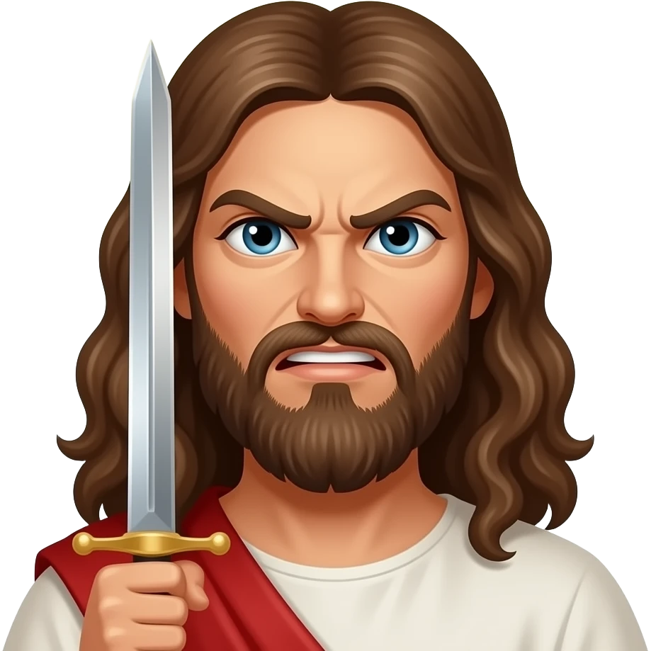 Angry Jesus with a sword emoji