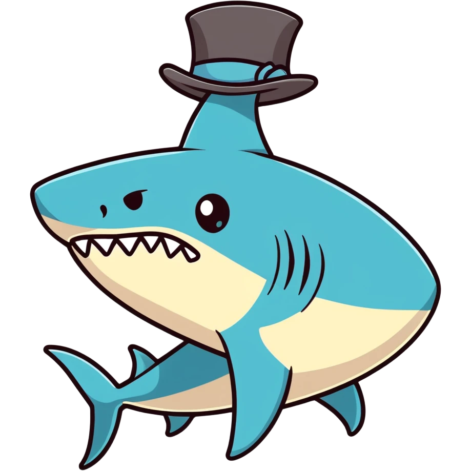 Shark with a top hat emoji