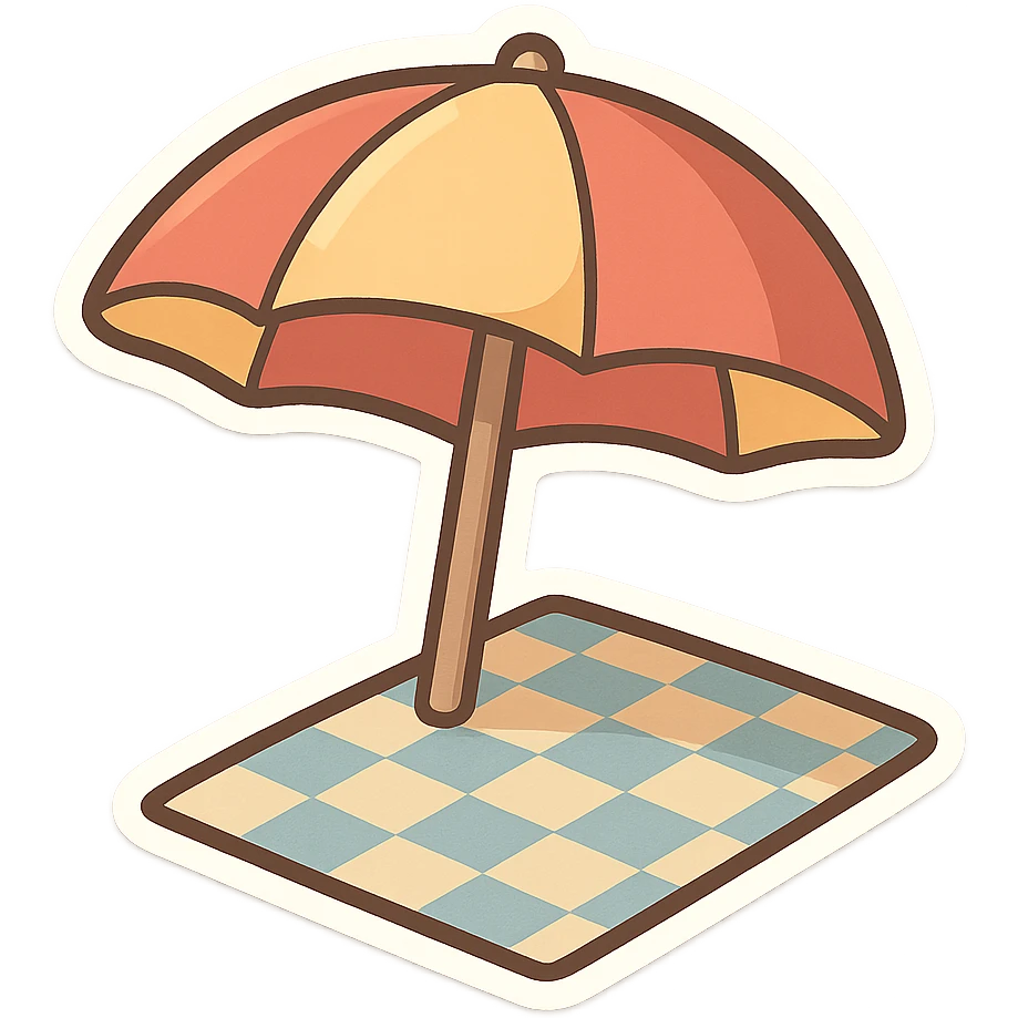 一个沙滩伞和方格小垫子 emoji