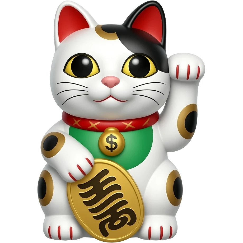 黑白 招財貓 招財字 emoji