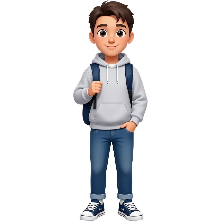 Please make me look like a college student in his early 20s emoji