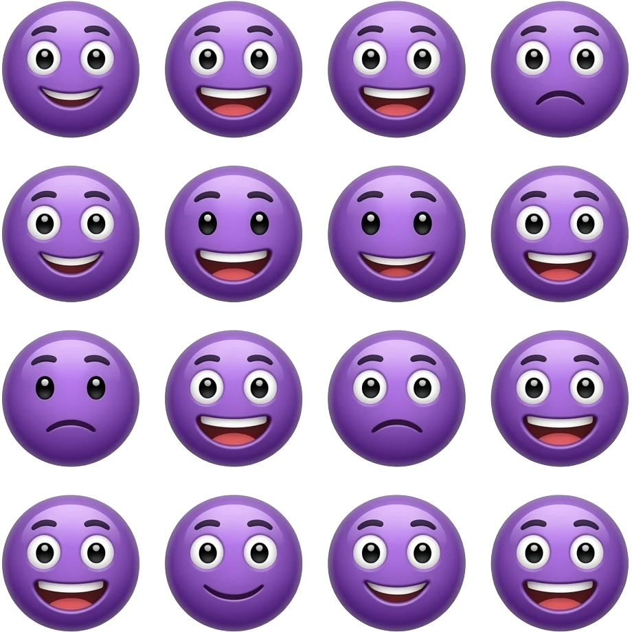 sheet of classic emojis with a purple colour scheme emoji | AI Emoji ...