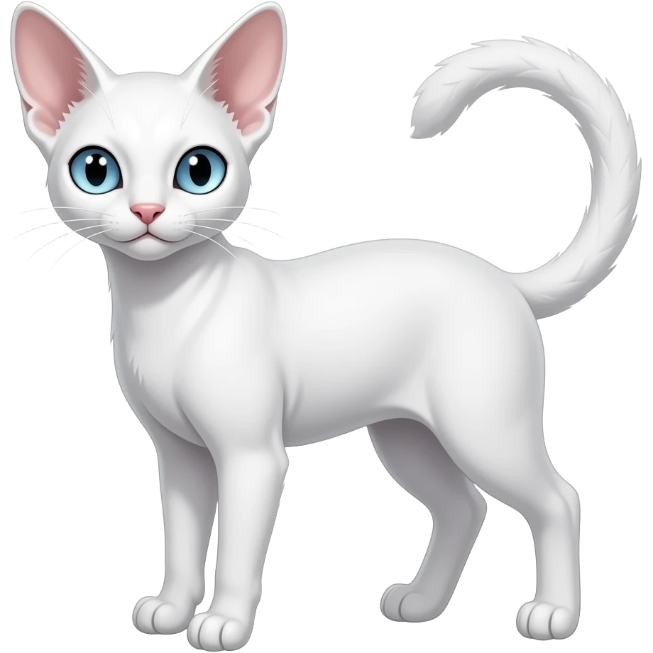 White tall thin feathery elegant litten-absol-Pygmy-Abyssinian-Gatomon-Oriental-albino-Fakemon-feline emoji