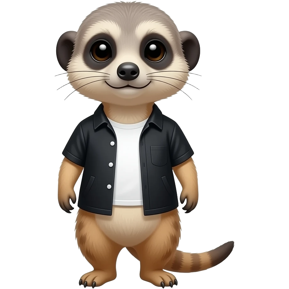 Create a meerkat wearing white t-shirt and black top shirt above. Gray head emoji