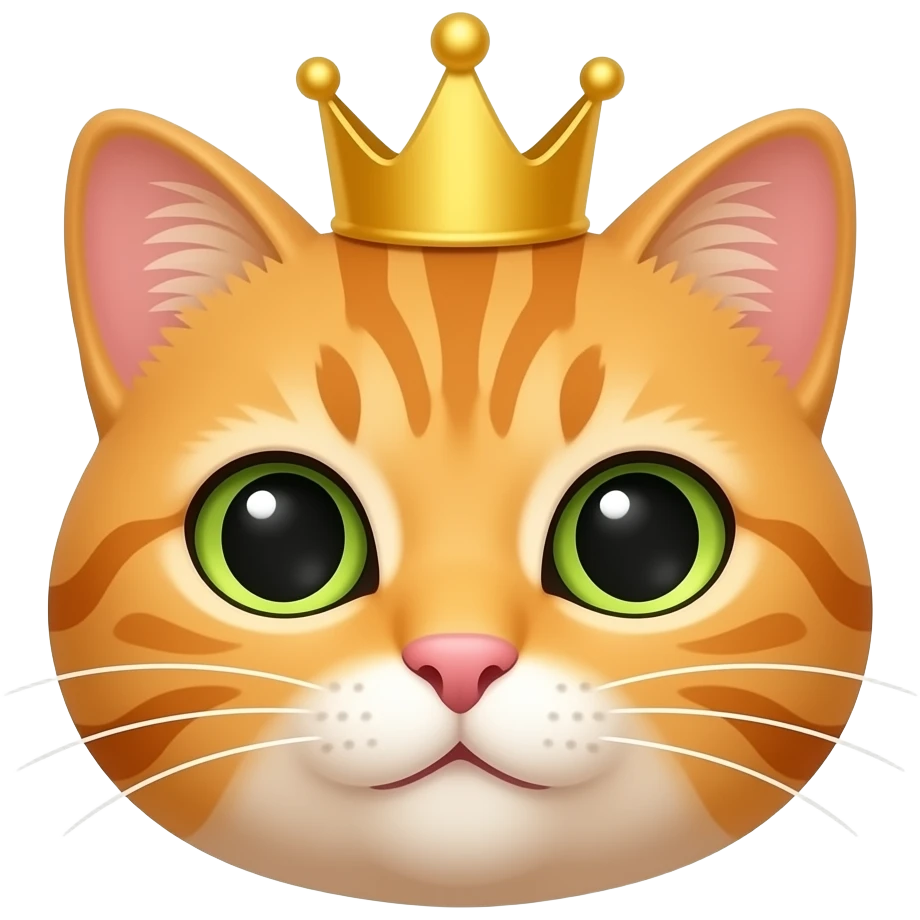 Orange tabby no white king with crown face only emoji