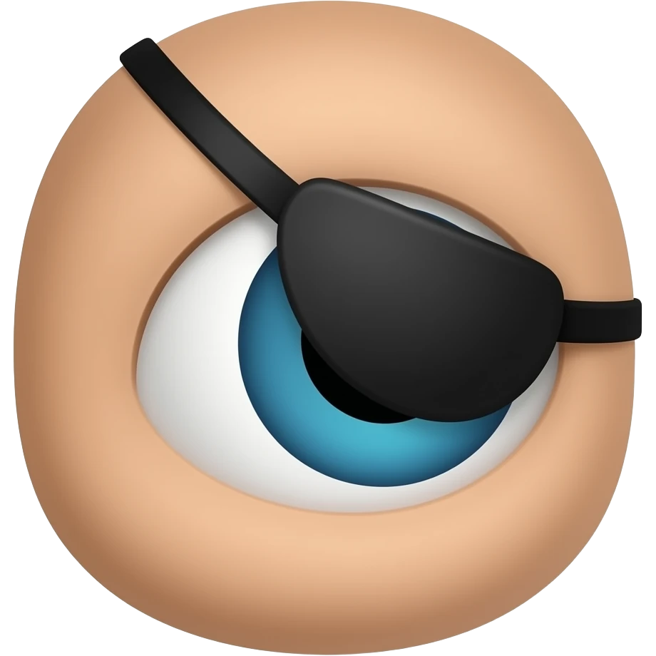 Create a polished 3D game icon of a black pirate eye patch emoji
