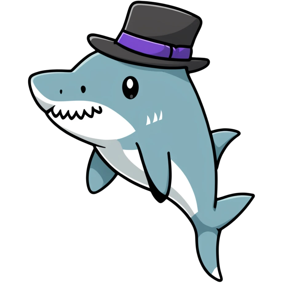 Shark with a top hat emoji