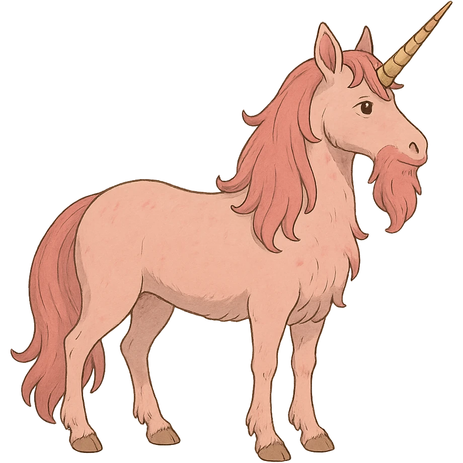Bearded pink unicorn emoji