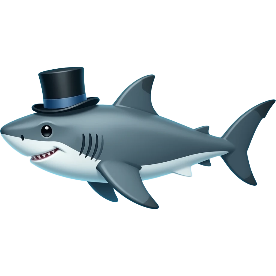 Shark with a top hat emoji