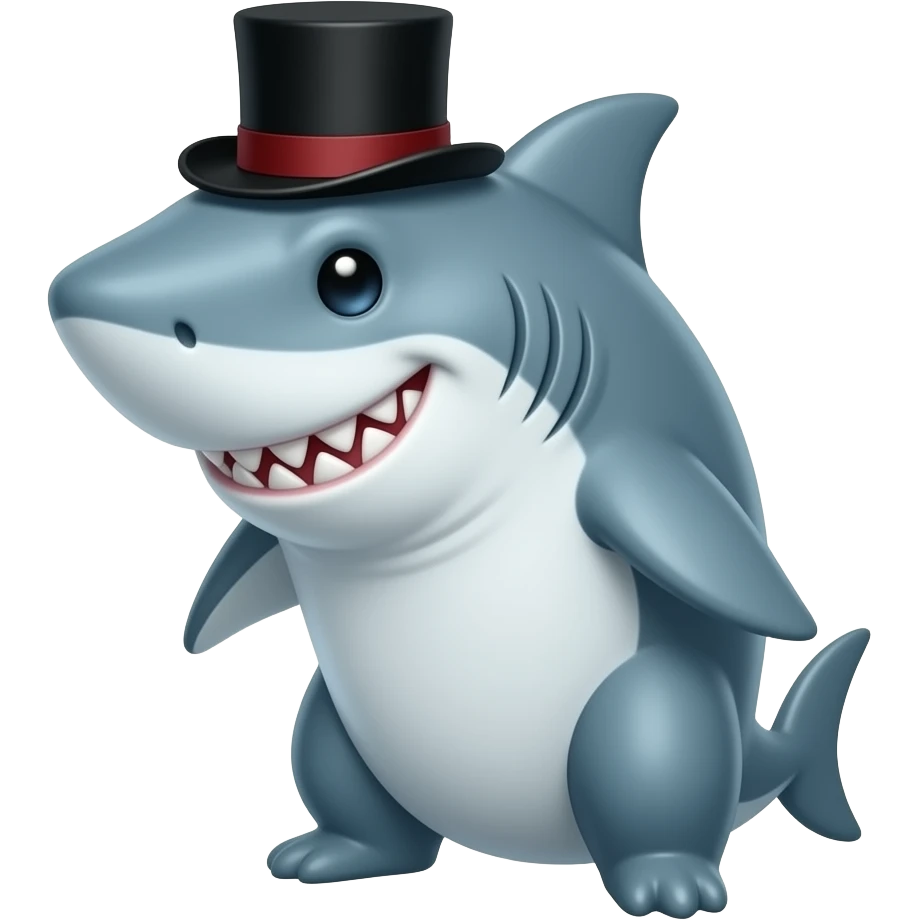 Shark with a top hat emoji