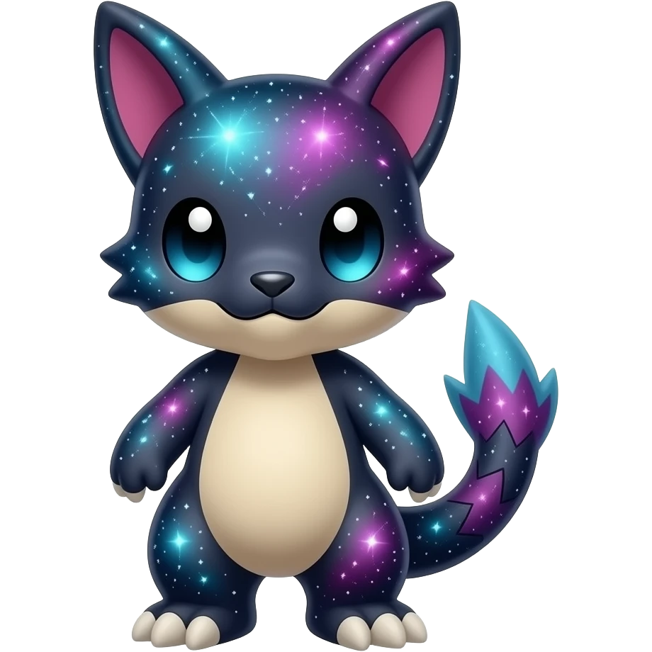 Cute cool colorful dark nebula fantasy-Fakemon-Digimon-animal-hybrid full body emoji