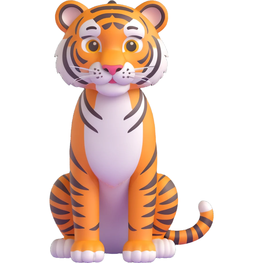 a friendly, tall tiger, soft eyes, welcoming posture emoji
