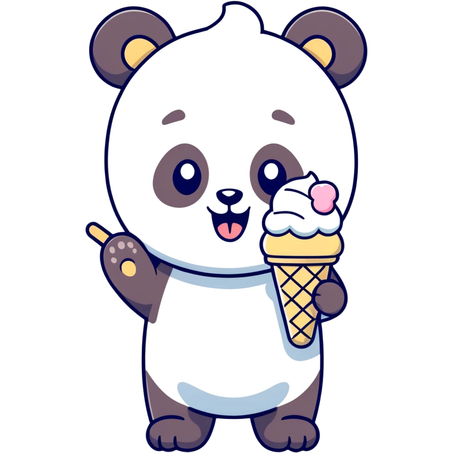 Panda eating ice cream emoji