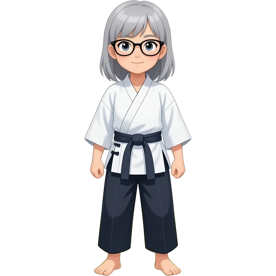 Taichi women glasses medium long light gray hair emoji