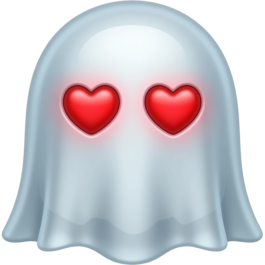 Ghost with red heart eyes emoji