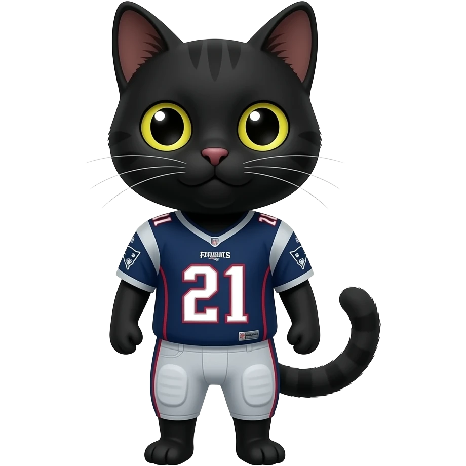 black cat in new england patriots jersey number 21 emoji