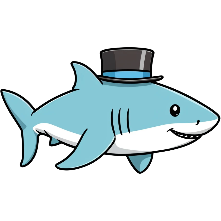 Shark with a top hat emoji