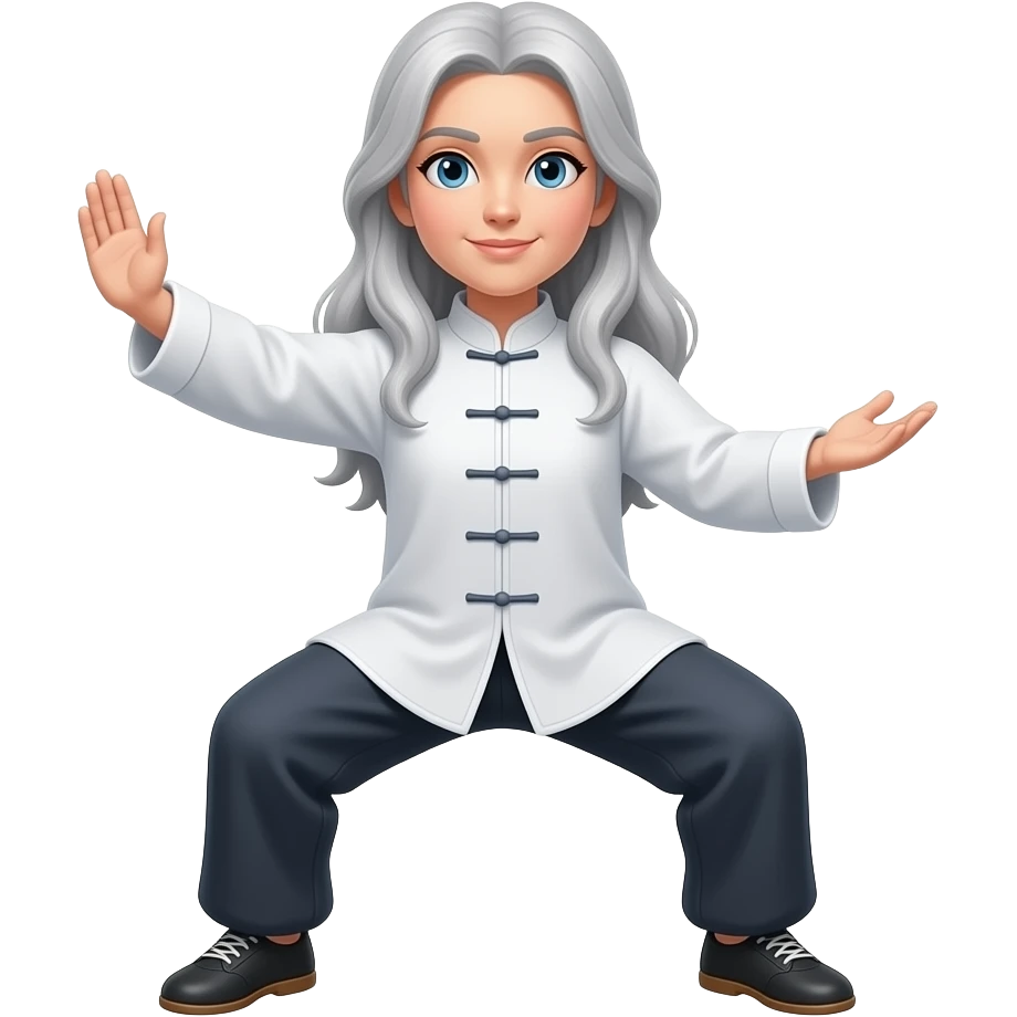 Long Gray light hair taichi blue eye lady emoji