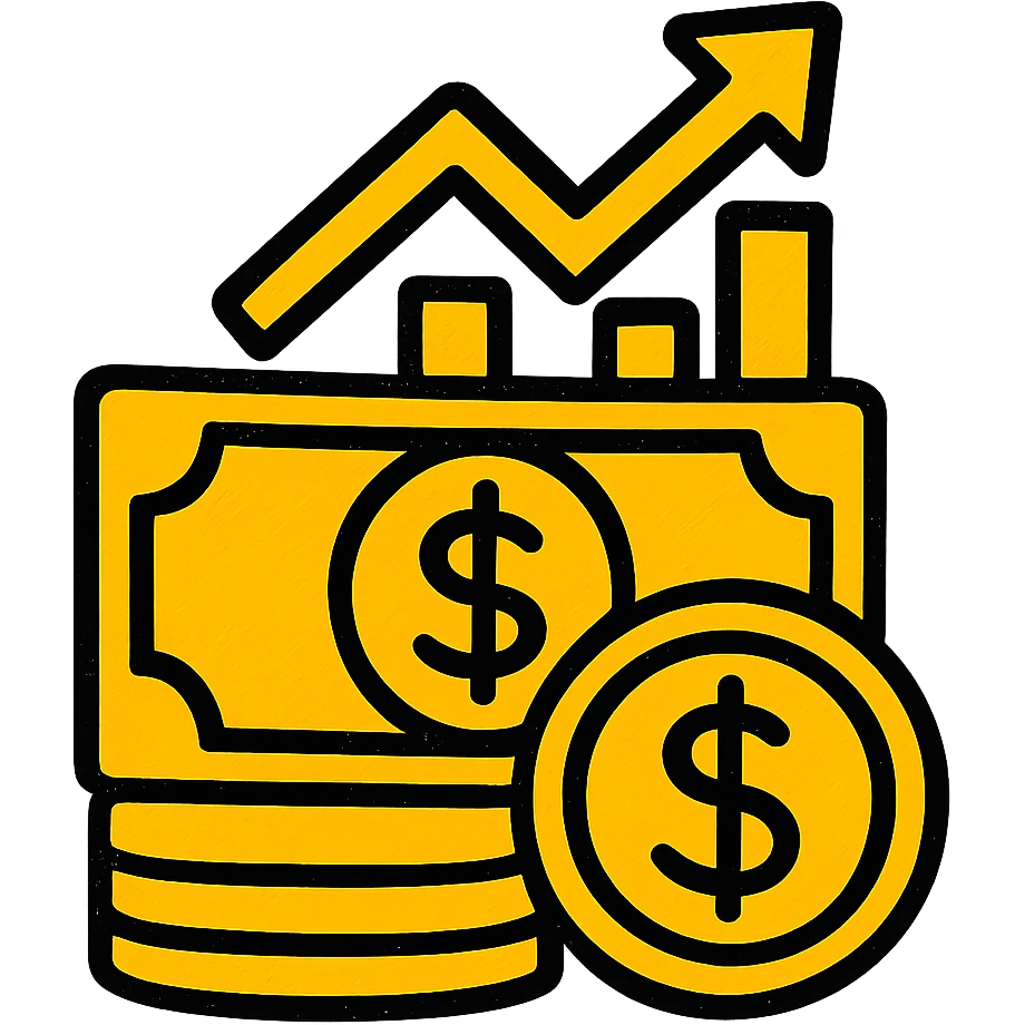 An icon with yellow tone, meaning Finance, request to pay emoji