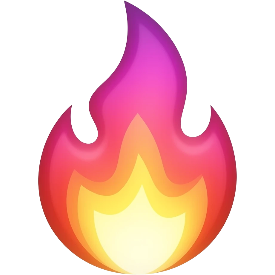 Flamme en dégradé multicolore realiste emoji